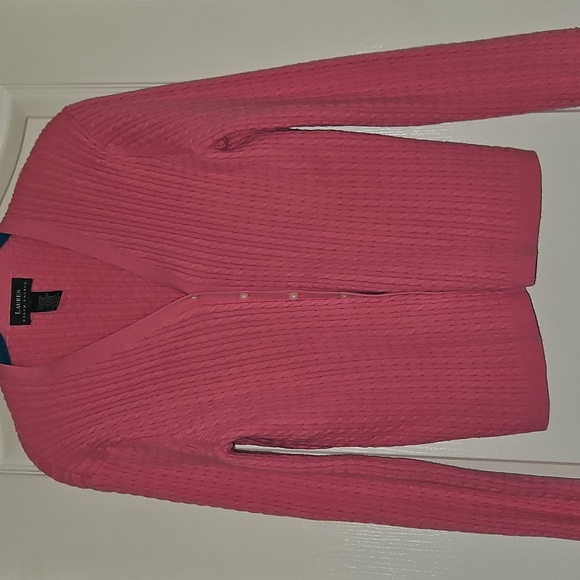 Lauren Ralph Lauren Pink Textured Cardigan - Picture 1 of 5